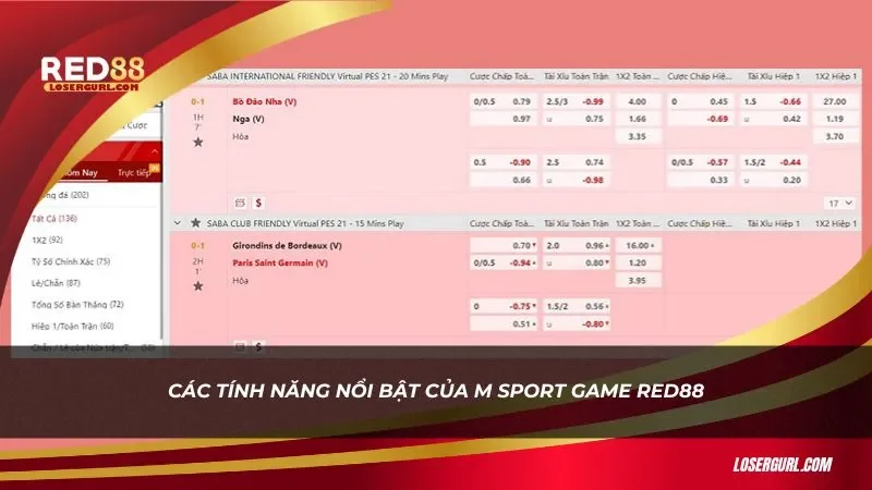 Các tính năng cược nổi bật của M Sport Game Red88 