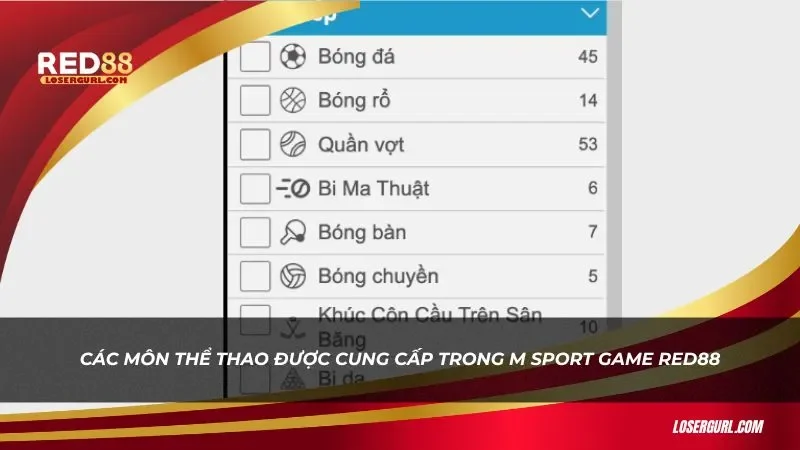 Những bộ môn được anh em ưa chuộng tại M Sport Game Red88 