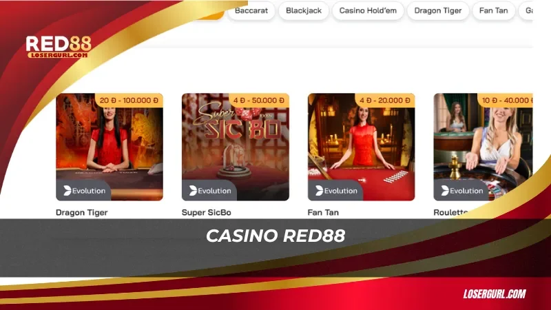 Những sảnh Casino được yêu thích tại nhà cái Red88